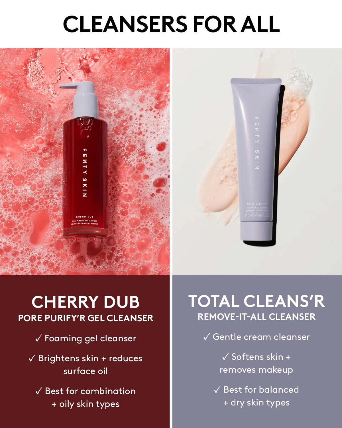 Cherry Dub Pore Purify'r Gel Cleanser with Niacinamide   Aloe Juice Fenty Beauty