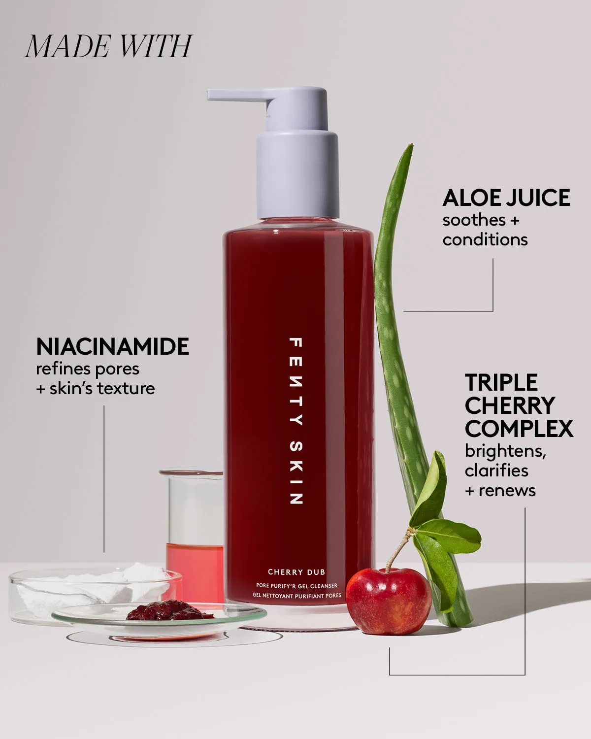 Cherry Dub Pore Purify'r Gel Cleanser with Niacinamide   Aloe Juice Fenty Beauty