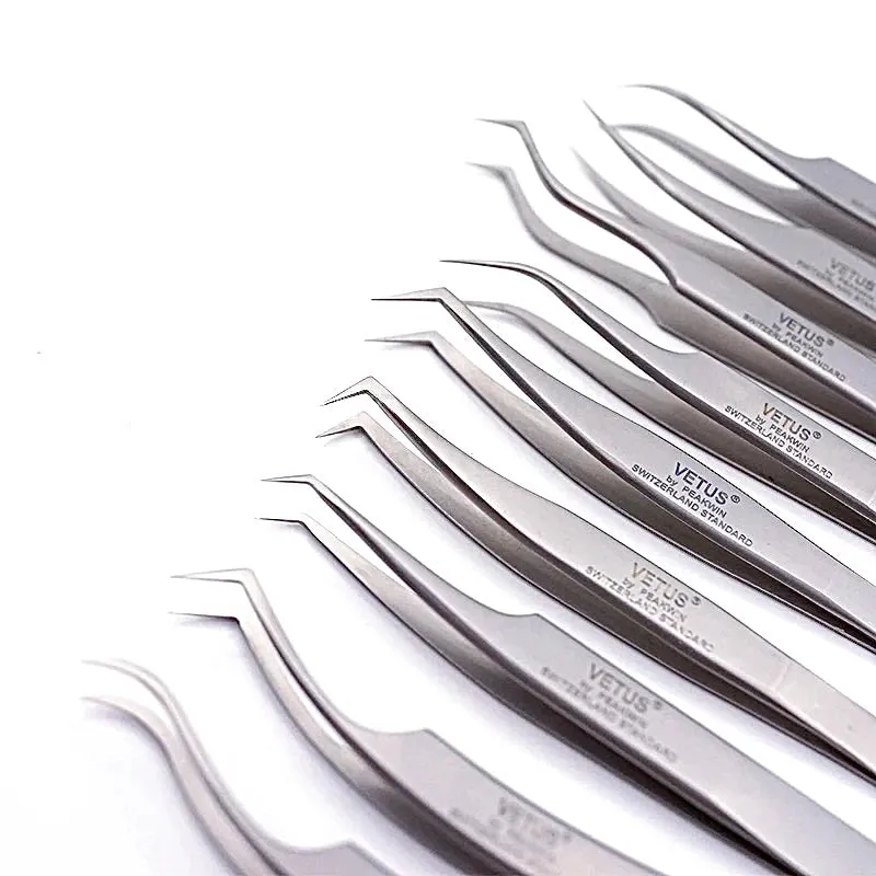 Genuine VETUS 25-SA tweezers for eyelash extensions, SILVER