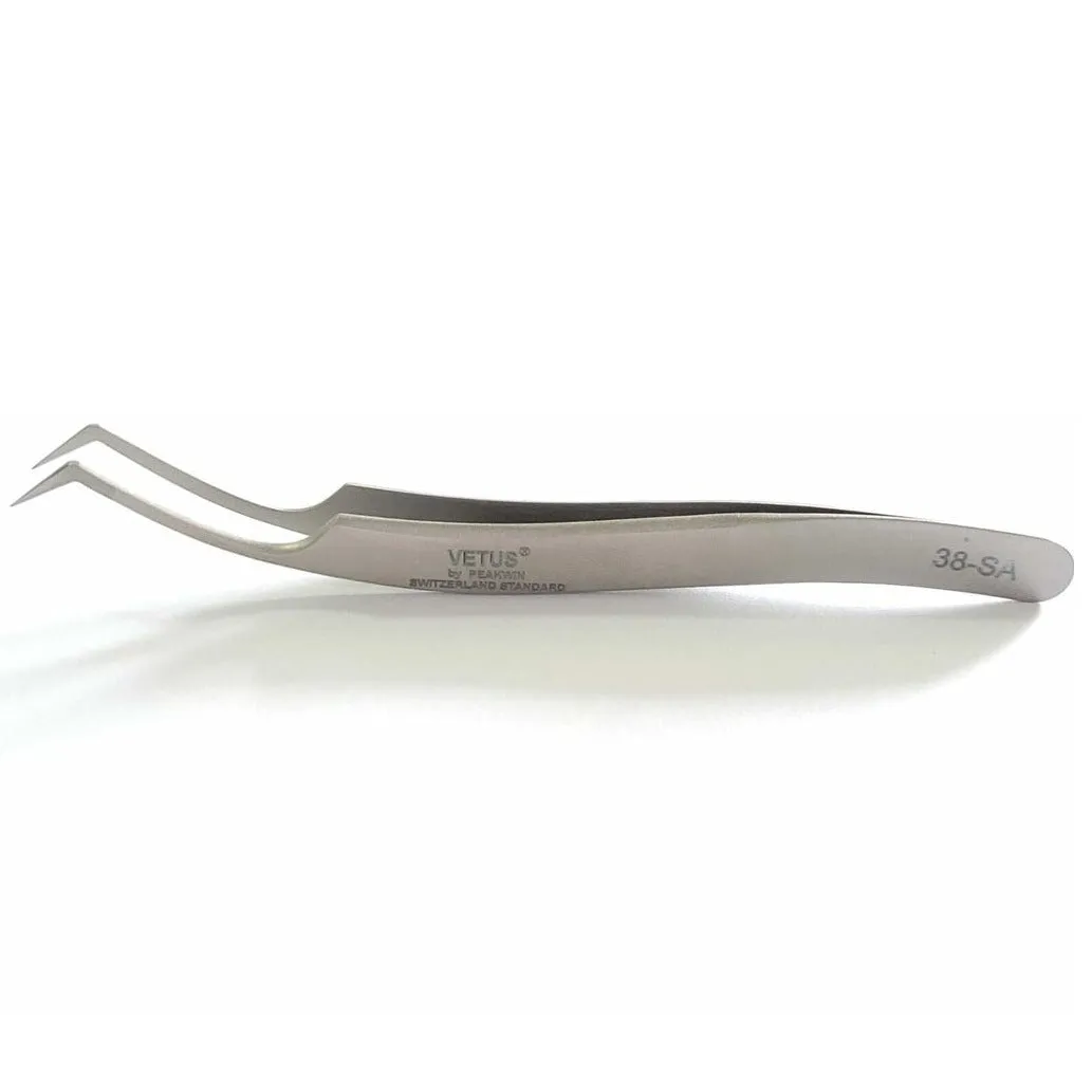 Genuine VETUS 38-SA tweezers for eyelash extensions, SILVER