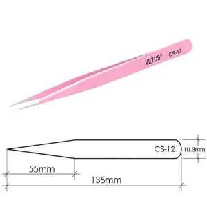 Genuine VETUS CS-12 tweezers for eyelash extensions, PINK
