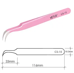 Genuine VETUS CS-15 tweezers for eyelash extensions, PINK