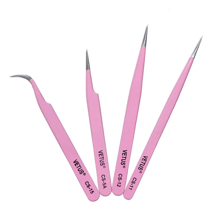 Genuine VETUS CS-15 tweezers for eyelash extensions, PINK
