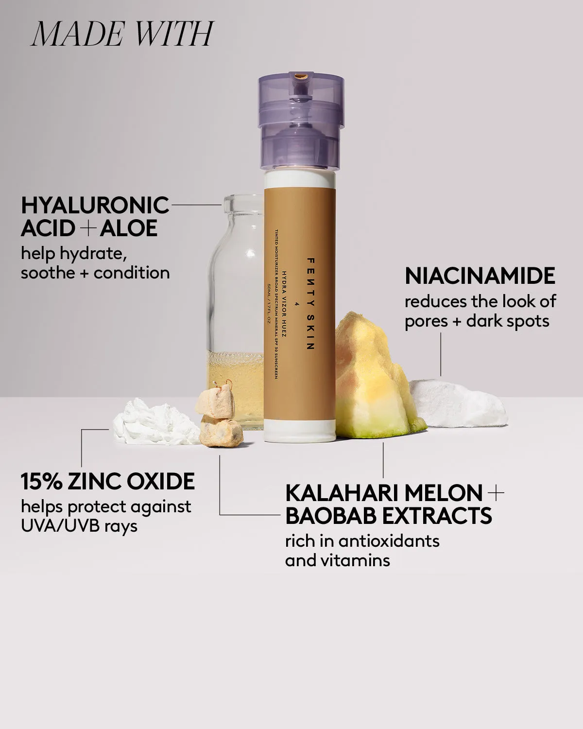 Hydra Vizor Huez Tinted Moisturizer Broad Spectrum Mineral SPF 30 Sunscreen Refill — 4 Fenty Beauty