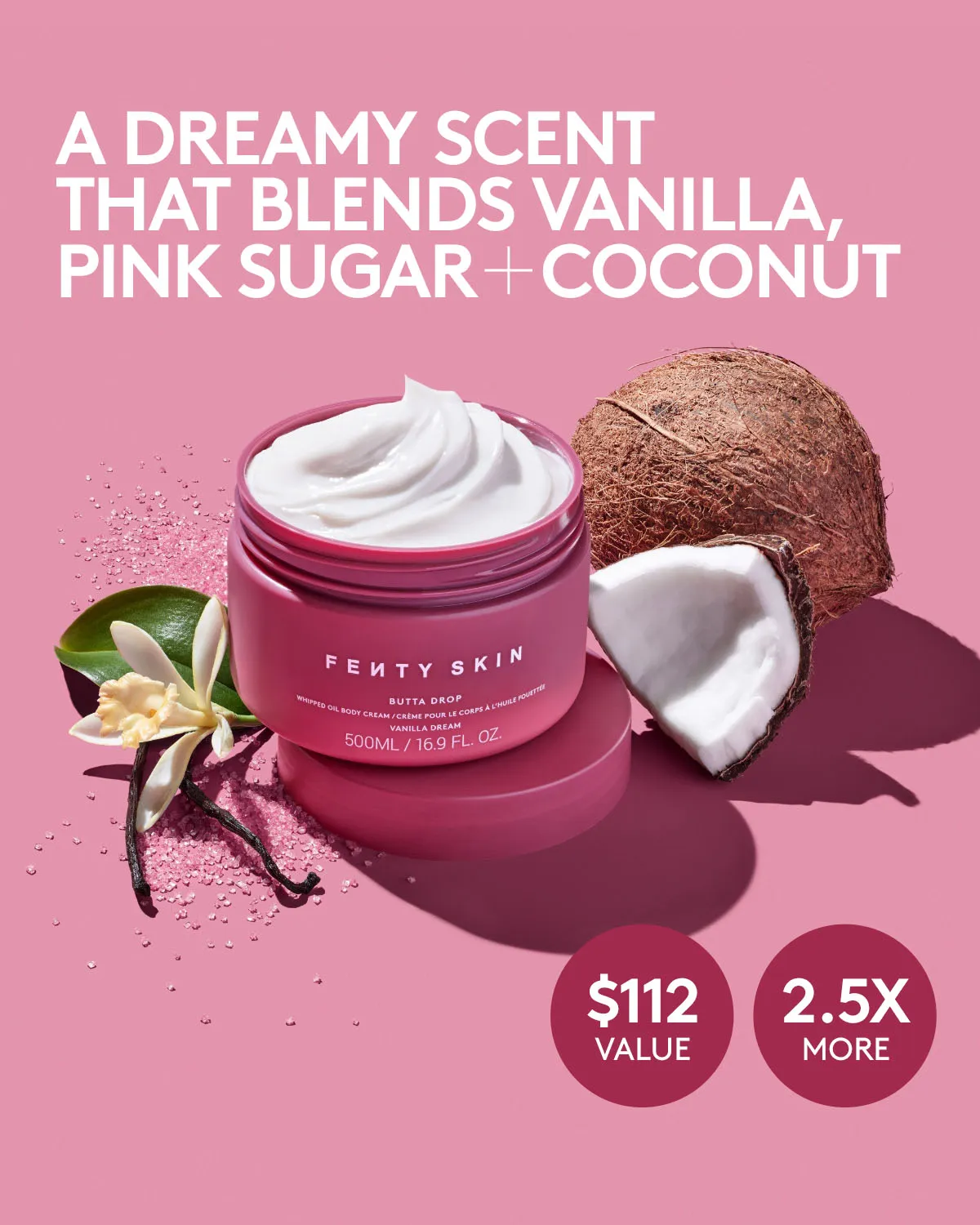 Jumbo Butta Drop Whipped Oil Body Cream with Tropical Oils   Shea Butter — Vanilla Dream Fenty Beauty