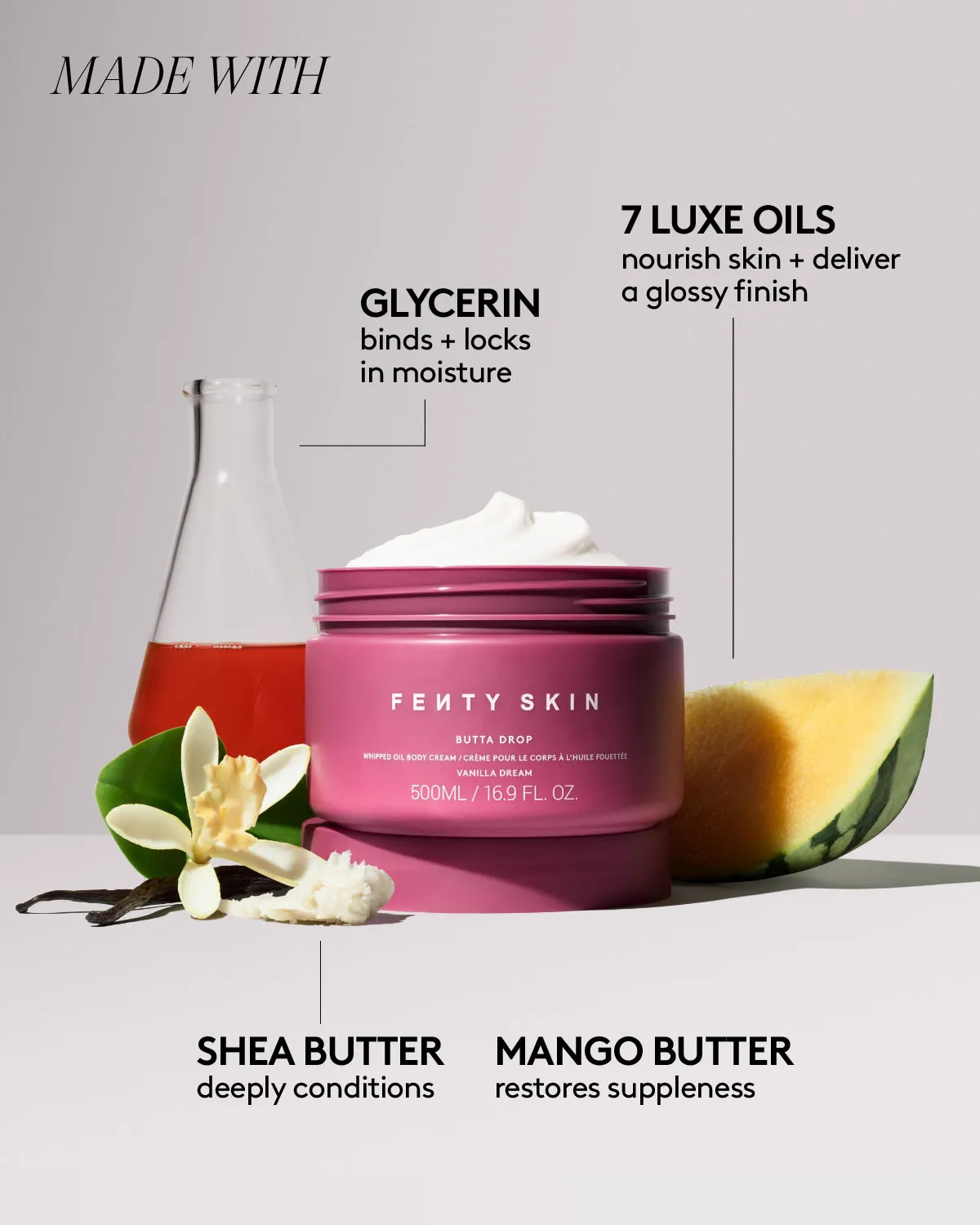 Jumbo Butta Drop Whipped Oil Body Cream with Tropical Oils   Shea Butter — Vanilla Dream Fenty Beauty