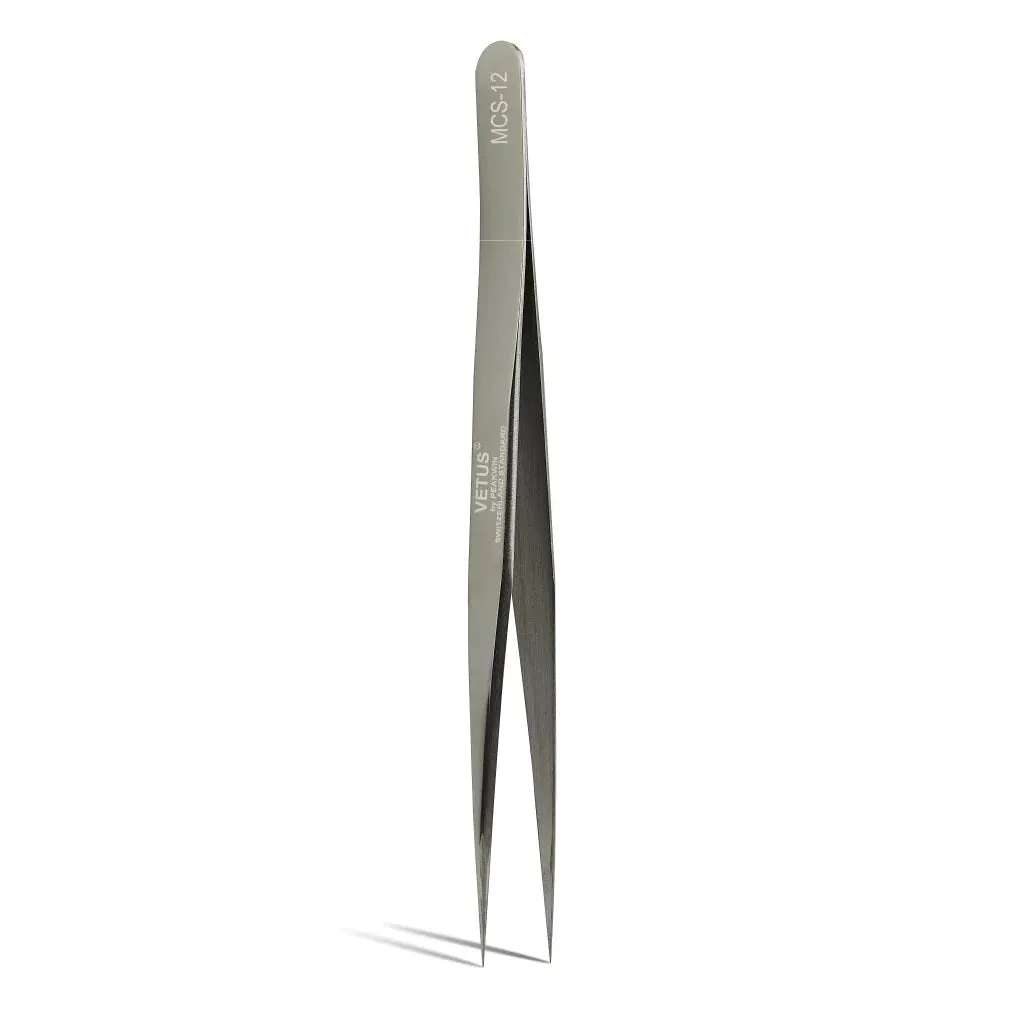 VETUS MCS-12 PRO tweezers for eyelash extensions, SILVER