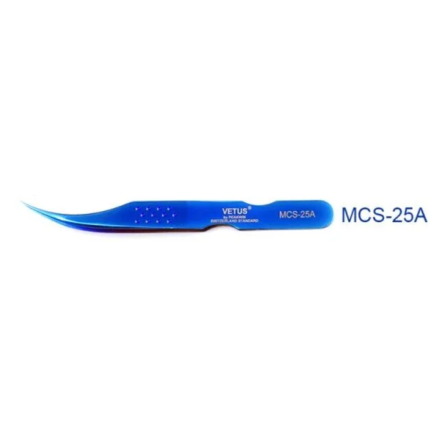 VETUS MCS-25A PRO tweezers for eyelash extensions, BLUE